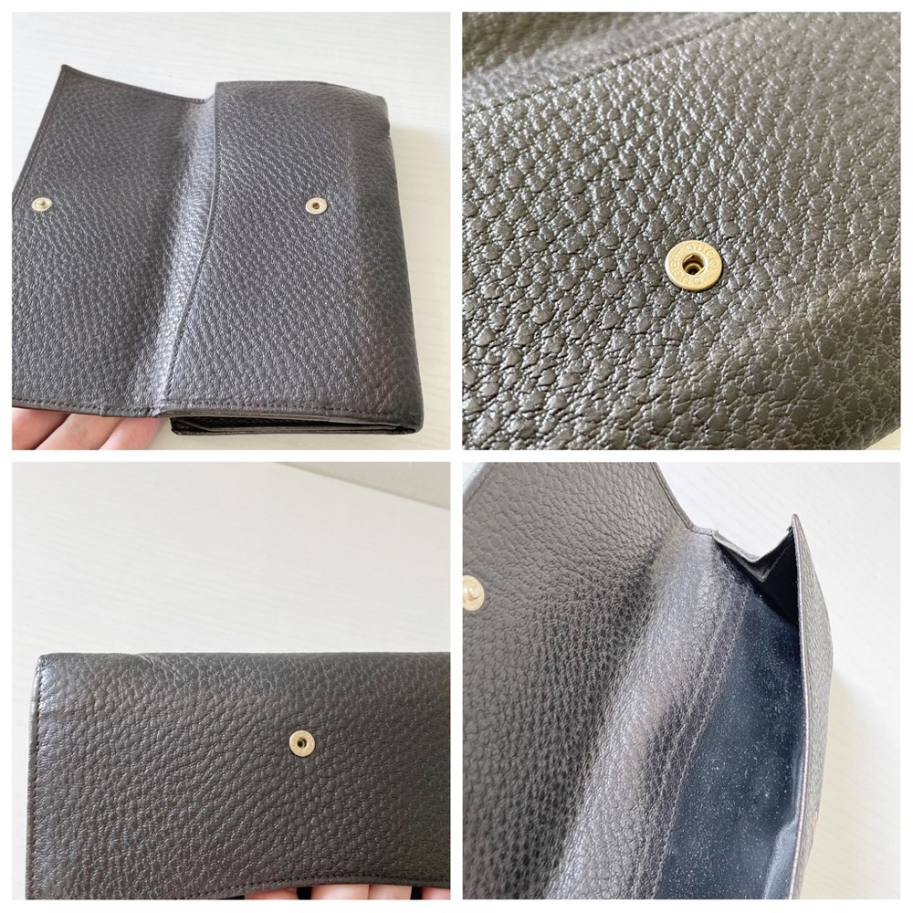 Gucci brown black pebbled leather horsebit long wallet - Picture 3 of 13